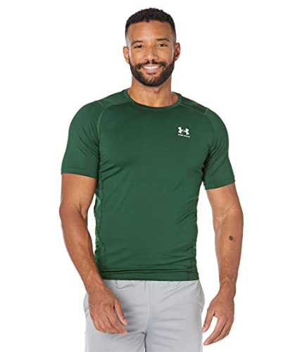 Under Armour Men's Armour HeatGear Compression Short-Sleeve T-Shirt , Forest Green (301)/White, Large