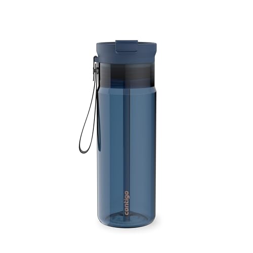 Contigo DualSip 24 oz Tritan Plastic Water Bottle with Carry Strap & 2-in-1 Leakproof Lid (Straw or Spout), BPA-Free, Dishwasher Safe