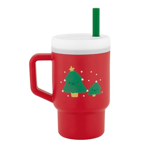 Infantino My 1st Tumbler Christmas Edition, Silicone Sippy Cup with Straw & Handle, Spill-Resistant Baby Cup for On-the-Go, BPA-Free Transition Cup, Christmas Tree