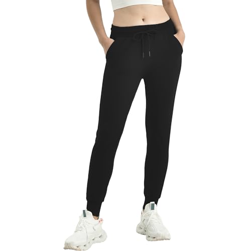Ipletix Joggers for Women with Pockets,Womens Drawstring Lightweight Yoga Sweatpants for Lounging Workout Running Balck L Black