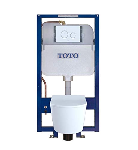 TOTO® RP Wall-Hung D-Shape Toilet and DuoFit® In-Wall 1.28 and 0.9 GPF Dual-Flush Tank System with Copper Supply, Matte Silver - CWT447247CMFG#MS