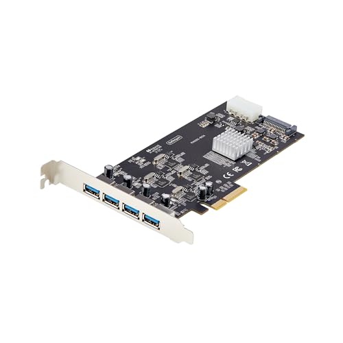 StarTech.com 4-Port USB 3.2 5Gbps PCIe Card, PCI Express Expansion with 4x Independent USB Controllers, 4x USB-A Ports, Windows 7+ & Linux 2.6.31+, PCIe x4/x8/x16 Slots, P5Q4A-USB-CARD