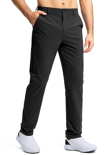 Pudolla Men's Golf Pants Stretch Classic Fit Work Dress Pants 32 Lightweight Quick Dry Casual Slacks Trousers with Pockets(Black 34Wx32L)