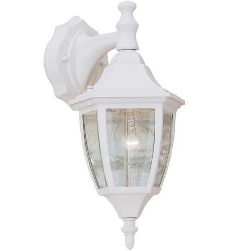 Designers Fountain Waterbury Outdoor Light Fixture, 14.25 Inch Exterior Wall Lantern Sconce for Front Door, Patio and Porch, White, 2461-WH