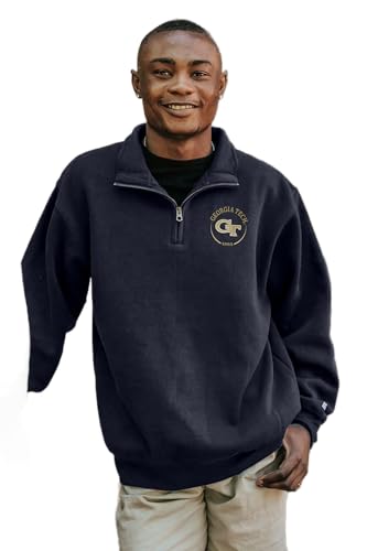 Georgia Tech NCAA Officially Licensed Quarter Zip Sweatshirt Left Chest Logo Team Color, Large
