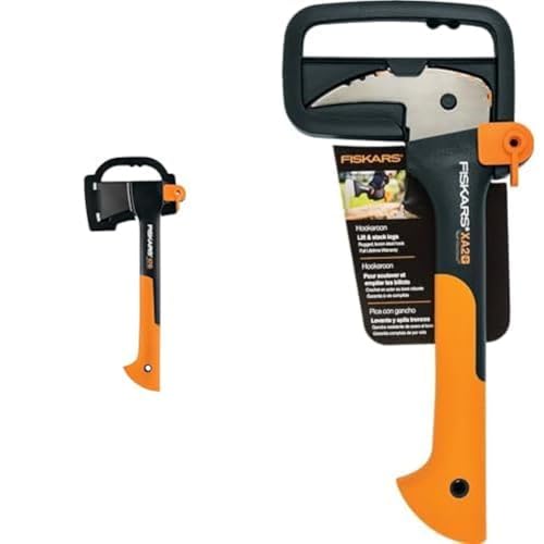 Fiskars Wood Prep Set: X7 Hatchet and 12-Inch Hookaroon – Essential Tools for Firewood, Wood Splitting, Logging, and Outdoor Projects