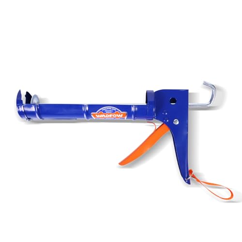 WADFOW 9" Caulk Gun, No Drip Silicone & Sealant Finishing Tool for Kitchen & Bathroom Sink Joints, Includes Built-in Spout Cutter & Smooth Round Rod for 10oz Caulk Tubes