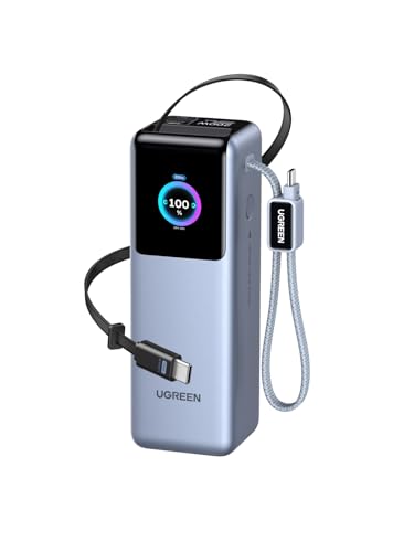 UGREEN Nexode Pro Power Bank 25000mAh 200W Laptop Portable Charger, Built-in Retractable Cables, TFT Smart Display, PD 3.1 Fast Charging for MacBook Pro/Air/iPhone 17/16/Samsung S26/Dell/HP and More