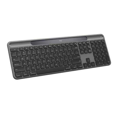 Logitech Signature Slim Solar+ Wireless Bluetooth Keyboard K980 for Mac, Solar and Artificial Light Powered, Up to 10 Years Battery Life, Customizable Keys - Graphite