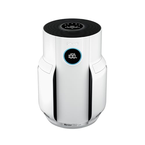 Shark Air Purifier for Home, NeverChange, for Large Room, Bedroom, Home Office, HEPA-Exceeding Filter, Captures Pollutants, Pet Dander, Dust, Odor, Smoke, and More, HP153, White