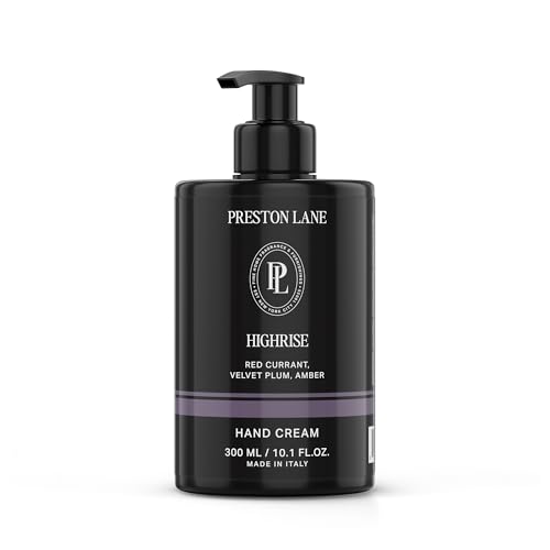 Preston Lane Luxury Hand Cream, Highrise Scent, Made in Italy | Hydrating Formula with Tea Tree, Lavender & Lemon Essential Oils, Hyaluronic Acid, Vitamins C & E, and Kiwi & Apple Water
