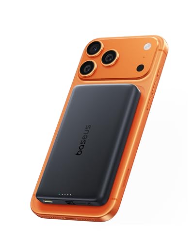 Baseus Picogo AM52 MagSafe Power Bank, Qi2.2 25W 10,000mAh Magnetic Portable Charger, 0.6" Slim 45W USB-C Fast Charging Alloy Wireless Battery Pack, Travel Essential for iPhone 17/16/15/14/13/12 Only