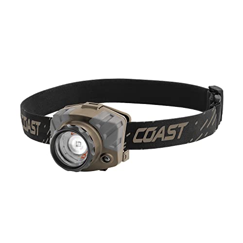 Coast® FL88 615 Lumen Tri-Color (White/Red/Green) Pure Beam® Twist Focus™ LED Headlamp, Batteries Included, Flat Dark Earth