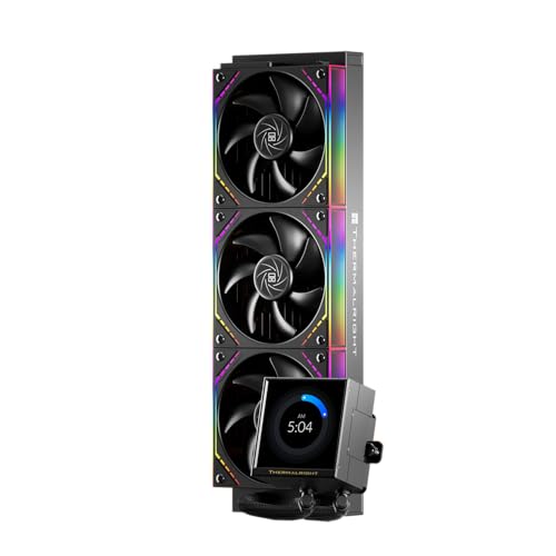 Thermalright Peerless Vision 360 ARGB Black CPU Aio Cooler,PC 360 Specification Water Cooler System,3.95’’IPS LCD Screen with 480x480 Resolution,for AM4/AM5;Intel 1700/1851,3 Wireless Splicing Fans