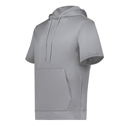 Augusta Sportswear Mens Wicking Fleece Short Sleeve Hoodie â€“ Lightweight Athletic Hoodie With Pouch Pocket WJ