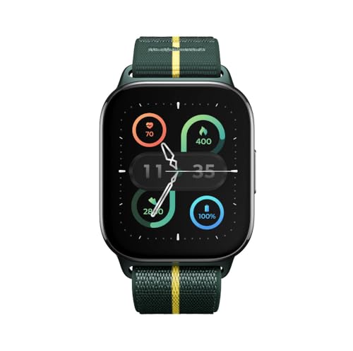 Motorola Moto Watch Fit, Fitness Tracker, GPS, Sleep Monitor, Black Dial & Green Band