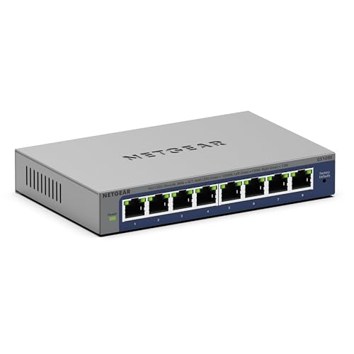 NETGEAR 8-Port Gigabit Ethernet Easy Smart Managed Switch (GS108E) - Managed, Desktop or Wall Mount