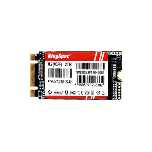 KingSpec 2TB M.2 SATA 2242 SSD NOT for NVMe Slots, Upgrade for Laptop/Desktop, SATA III 6Gb/s, B+M Key, Up to 550MB/s
