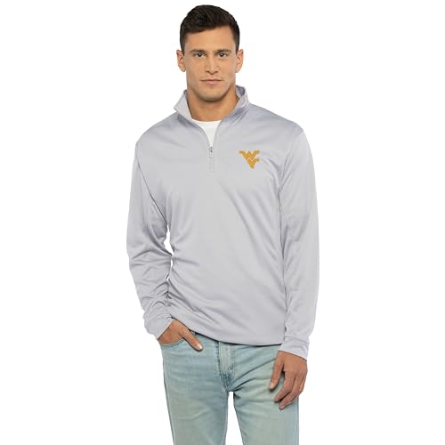 Vantage Apparel Men's Collegiate Micro Mesh Performance Gray 1/4 Zip Pullover, West Virginia Mountaineers, Gray, Large