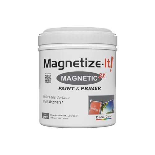Magnetize-It! Magnetic Paint & Primer (Water Based) – Lunar Grey Deco Color Extra Strong and Sustainable, All-Purpose Interior 1L