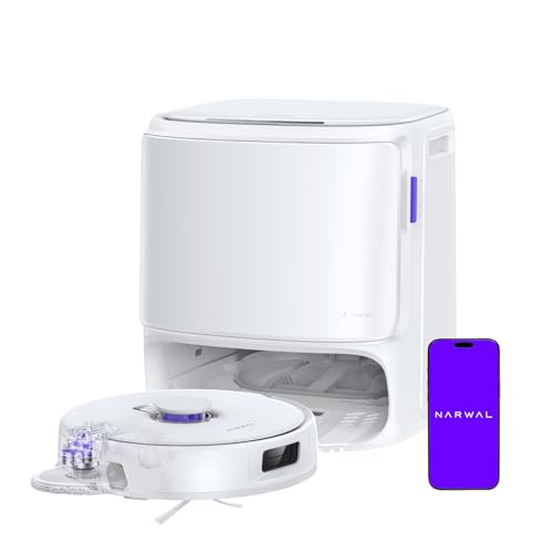 NARWAL Freo Z10 Turbo Robot Vacuum and Mop Combo, 25000Pa Suction, Edge-to-Edge Cleaning, Tangle-Free for Pet Hair, Auto Mop Wash, Smart Avoidance, Self-Emptying, for Carpet & Hard Floors, White