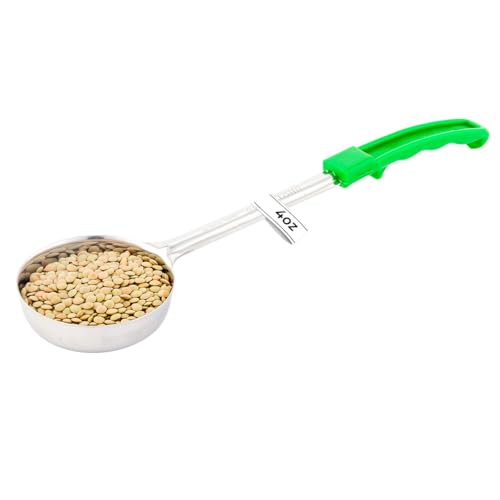 Restaurantware Met Lux 4 Ounce Portion Ladle 1 With Green Handle Portion Serving Spoon - Does Not Corrode Dishwashable Stainless Steel Portion Control Serving Utensil Multipurpose