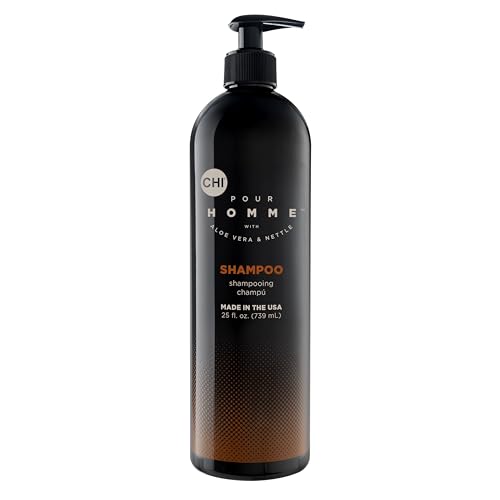 CHI Pour Homme Moisturizing Daily Shampoo for Men, Sulfate-Free Hair Cleanser with Aloe Vera & Nettle, Hydrates & Fortifies for Thicker, Healthier Hair, Fresh Woody Scent, 25 oz