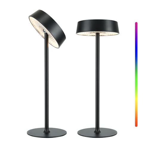 Cordless Lamp, RGB, Outdoor Waterproof, Dimmable Touch Control 3 Color Temperature, Battery Operated Portable, LED Memory Function, Rechargeable Table Lamp, Desk Lamp, Patio Dinning Restaurant Kitchen