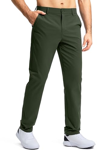 Pudolla Men's Golf Pants Stretch Work Pants for Men Dress Comfy Pants 32 Lightweight Quick Dry Casual Trousers(Army Green 30Wx32L)