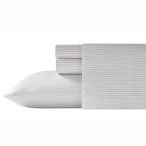 Tommy Bahama - Queen Sheet Set with Fitted Sheet & Pillowcases, 100% Cotton Percale Bedding, Crisp & Cool, Deep Pocket, Dorm Room Essentials, Paloma Beach Grey