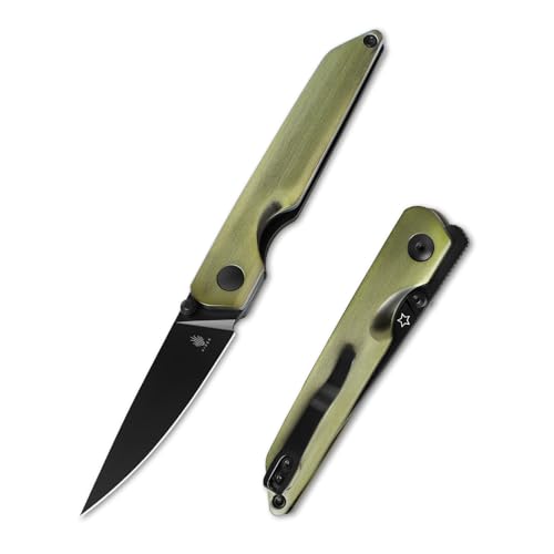 Kizer Shot Pocket Knife, 2.88" 154CM Blade EDC Knife, Bronze Aluminum Handle Folding Pocket Knives with Thumb Stud Opener, Liner Lock Hunting Knives, Small Camping Survival Knives, V3677C2