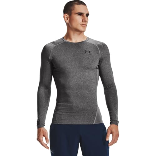 Under Armour Men's Armour HeatGear Compression Long-Sleeve T-Shirt , Carbon Heather (090)/Black, Medium