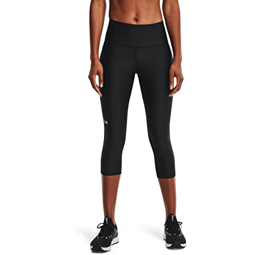 Under Armour Womens HeatGear Armour High Waisted Pocketed No-Slip Capri , Black (001)/White , Large