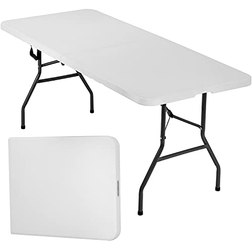 FDW Folding Half Portable Foldable Table for Parties Backyard Events (White, 6 FT 70 * 29) (White, 6 FT)