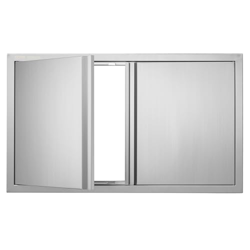 VEVOR BBQ Access Door, 36W x 21H Inch Double Outdoor Kitchen, Stainless Steel Flush Mount, Wall Vertical With Recessed Handles, for BBQ Island, Grilling Station, Outside Cabinet