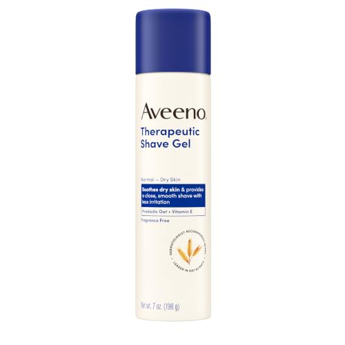 Aveeno Therapeutic Shave Gel for Women & Men, Sensitive Skin Shaving Cream with Prebiotic Oat & Vitamin E, Helps Prevent Razor Bumps & Skin Irritation, Soothes Dry Skin, Fragrance-Free, 7 Oz