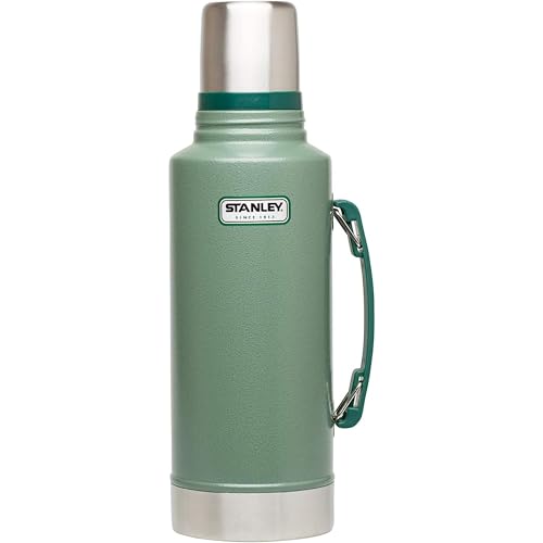 Stanley Heritage Classic Vacuum Bottle with Handle 2.0 qt | Wide Mouth with Leakproof Cup Lid | Keep Drinks Hot or Cold for Travel | Insulated Stainless Steel Thermal Bottle | Hammertone Green