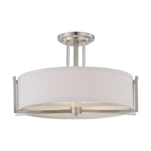 NUVO 60/4758 Three Light Semi Flush Mount, Brushed Nickel