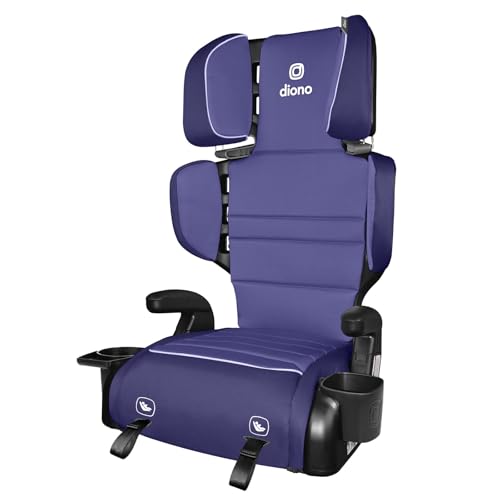 Diono Connect3 RXT 2-in-1 High Back Booster, Slim Fit 3-Across in Many Mid-Sized Sedans and SUVs, for Children from 40-120 lbs., Lightweight with Latch, Purple Wildberry