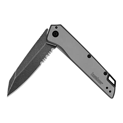 Kershaw Misdirect Pocket Knife, 2.9 Inch Stainless Steel Reverse Tanto Partially Serrated Blade, EDC with Assisted Opening, 3-Position Pocketclip, Everyday Carry Pocket Knife for Men and Women