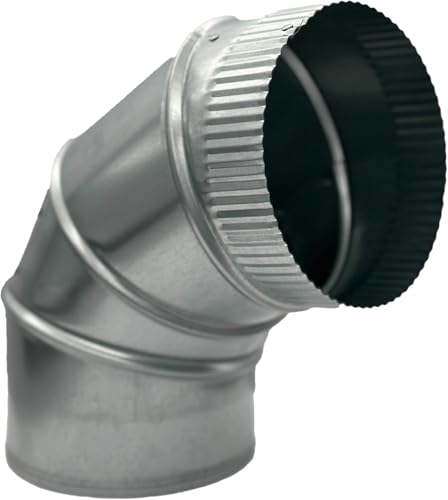 Mitchell Metal 4" Adjustable Duct Elbow 90 Degree HVAC - Galvanized Sheet Metal 28-Gauge Duct Connector - Ideal for Round Tube Air Ventilation & Vent Pipe Ductwork (4 Inch)