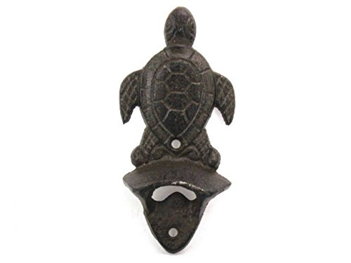 Hampton Nautical K-9114-cast-iron Cast Iron Wall Mounted Sea Turtle Bottle Opener 6" - Vintage Cast Iron Decor - Sea Life Decor Bottle Opener