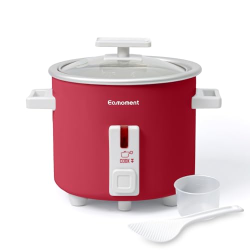 1.5L Mini Rice Cooker with Removable Non-Stick Pot, Portable Rice Maker with Keep Warm Function Suitable for 1-2 People, Red