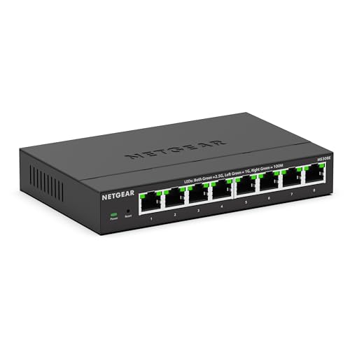 NETGEAR 8-Port 2.5G Multi-Gigabit Ethernet Easy Smart Managed Essentials Network Switch (MS308E) - with 8 x 2.5Gbps Ports, Desktop or Wall Mount, Metal Case