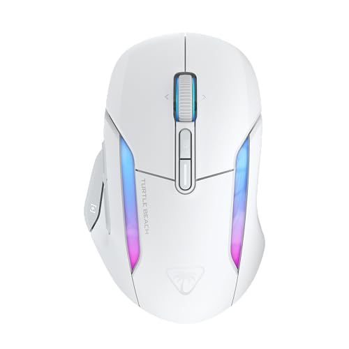 Turtle Beach Kone II Air Wireless RGB Gaming Mouse, 350-Hr Rechargeable Battery, 26000 DPI Optical Sensor, 100M Click Optical Switches, 21 Customizable Inputs, Ergonomic, 4D Scroll Wheel– Arctic White