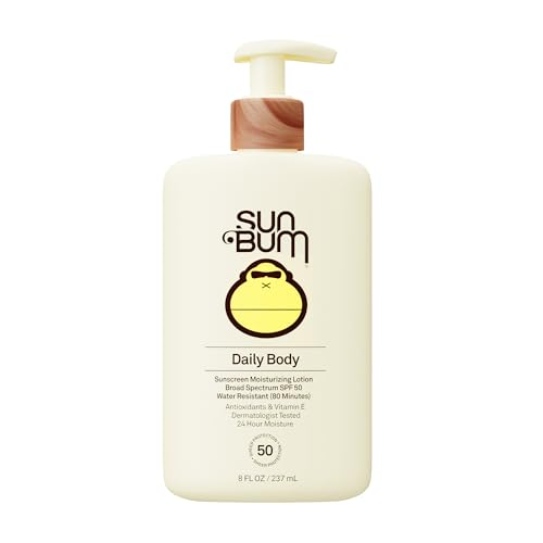 Sun Bum Daily SPF 50 Sunscreen Body Lotion - Broad Spectrum Moisturizing Sunscreen with Vitamin E - Vegan and Hawaii 104 Act Compliant (Without Octinoxate & Oxybenzone) - Dermatologist Tested - 8 oz