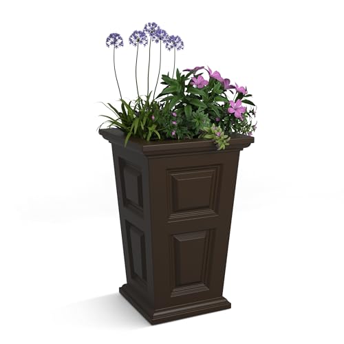 Mayne Wyndham 24-Inch Tall Planter – Self-Watering, Weather-Resistant Planter for Flowers – Durable Indoor/Outdoor Design for Patio, Porch, or Entryway
