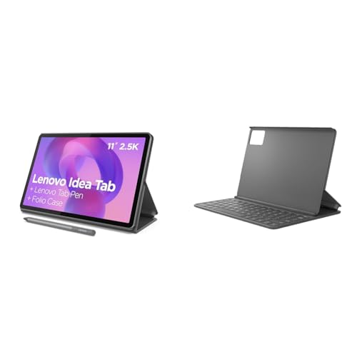 Bundle of Lenovo Idea Tab - 11″ 2.5K IPS Touchscreen Display - 90Hz -8 GB Memory - 256 GB Storage - Tab Pen and Folio Case + Lenovo Folio Keyboard for Idea Tab Luna Grey