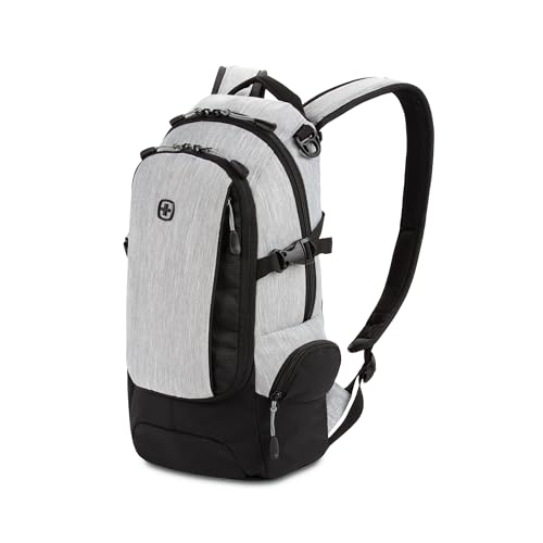 SWISSGEAR City Pack Backpack, Slim Profile Daily Carry, Airflow Back Panel, Tablet Pocket, and Lay-Flat Organizer, Light Grey/Heather, 15.9L, 18-Inch