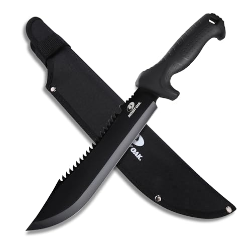 Mossy Oak 16" Heavy Duty Machete with Saw and Sheath, Sharp Dual-Edge Blade, Ergonomic Non-Slip Handle for Bushcraft, Outdoor Hunting, Garden Cutting and Yard Work